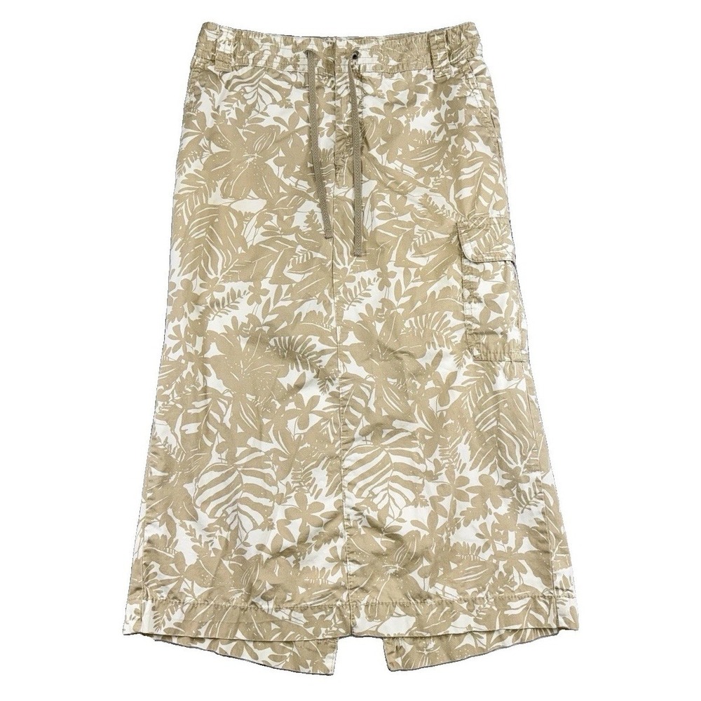 Liz Claiborne Tan Floral Audra Cargo Maxi Skirt Sz 10 Gorpcore Boho Preppy Y2K